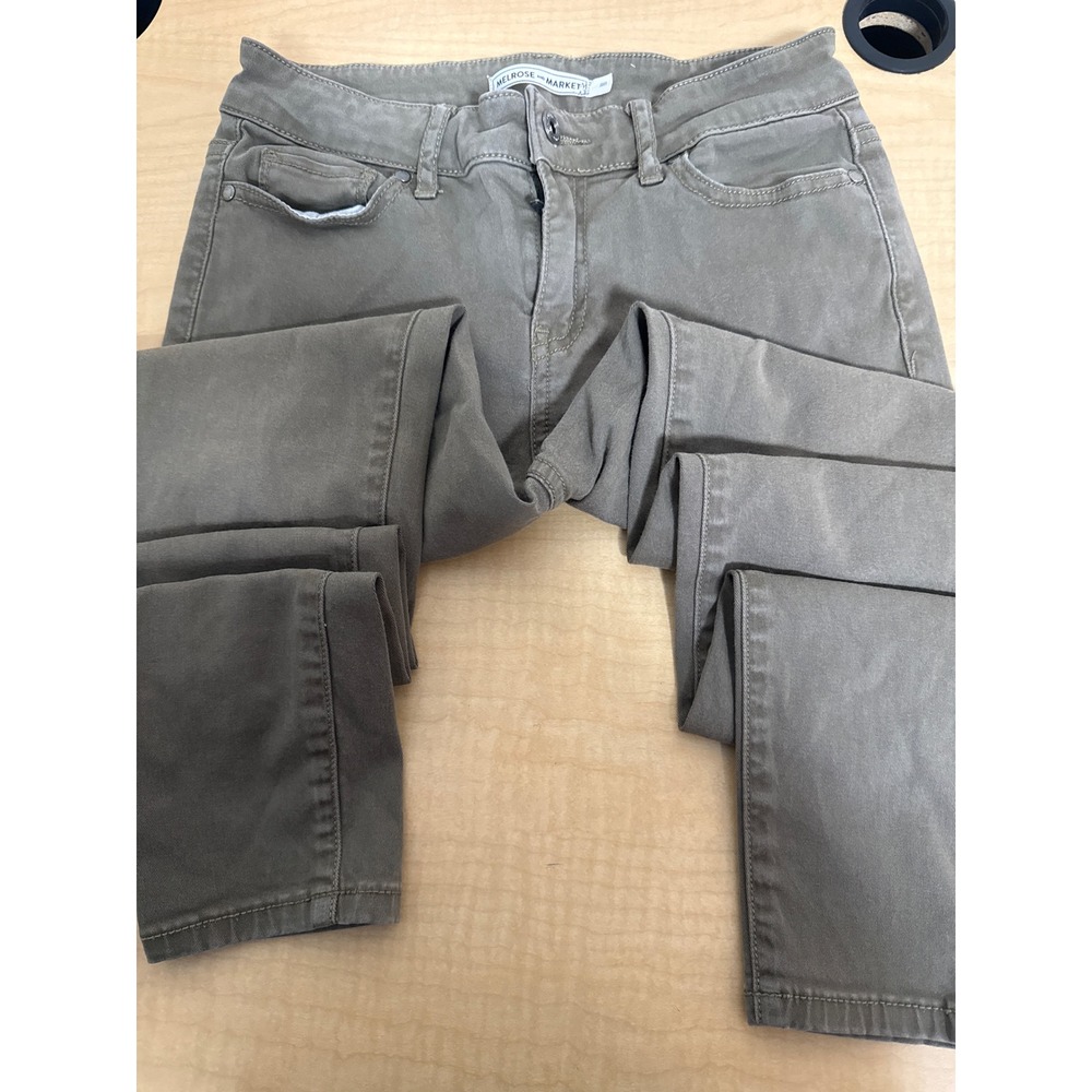 Melrose and Market Womens Size 25 Skinny Pants Olive Taupe Five Pocket Casual